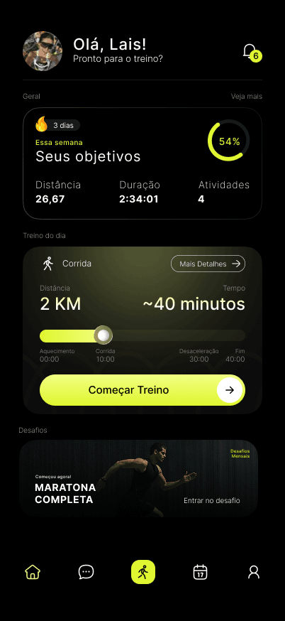 Tela inicial do aplicativo 10k